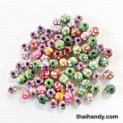 ลูกปัดไม้ ลายจุด ขนาด 6-8 mm  บรรจุ 100 กรัม สีคละสี รูป 2