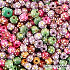 ลูกปัดไม้ ลายจุด ขนาด 6-8 mm  บรรจุ 500 กรัม สีคละสี รูป 2