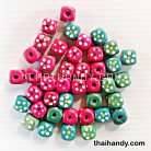 ลูกปัดไม้ ลายจุด ขนาด 10 mm  บรรจุ 100 กรัม สีคละสี รูป 2