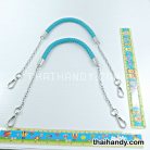 สายกระเป๋าเชือกเปียต่อโซ่ พร้อมคอหมา ขนาดยาว 60 cm  บรรจุ 1 คู่ สีฟ้า รูป 2