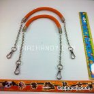 สายกระเป๋าเชือกเปียต่อโซ่ พร้อมคอหมา ขนาดยาว 60 cm  บรรจุ 1 คู่ สีส้ม รูป 2