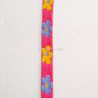 สายผ้า-ผ้ากุ๊น Cotton (ฝ้าย) การ์ตูน 2 หน้า ขนาด 3 หุน (1 cm) บรรจุ 50 เมตร สีชมพูเหลืองดอกไม้ รูป 2