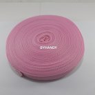 สายผ้า-ผ้ากุ๊น PP  ลายเวอร์จิ้น ขนาด 7 หุน บรรจุ 100 เมตร สีชมพูอ่อน