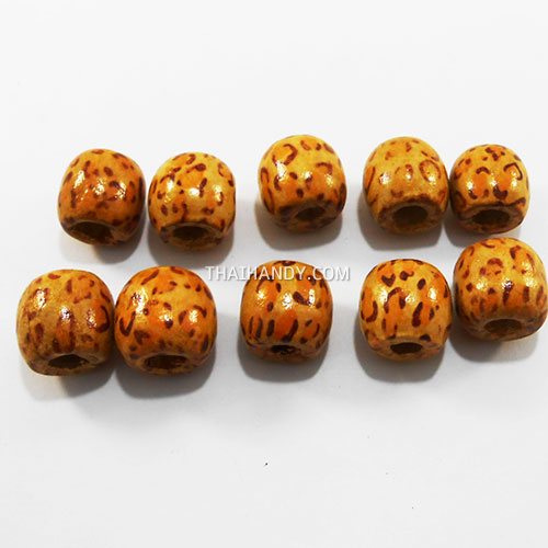 ลูกปัดไม้ ลายเส้นศิลป์ ขนาด 17 mm  บรรจุ 10 อัน สีไม้ รูปเต็ม