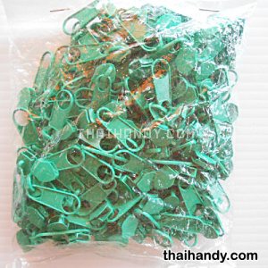 หัวซิปฟันไนลอน ป้าย ขนาดเบอร์ 5  บรรจุ 100 อัน สีเขียวใบไม้ รูปเต็ม