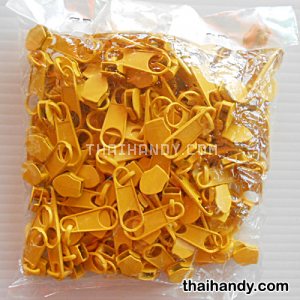 หัวซิปฟันไนลอน ป้าย ขนาดเบอร์ 5  บรรจุ 100 อัน สีเหลือง รูปเต็ม