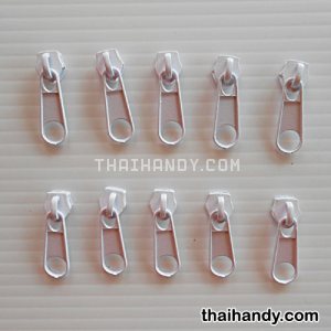 หัวซิปฟันไนลอน ป้าย ขนาดเบอร์ 5  บรรจุ 20 อัน สีขาว รูปเต็ม