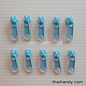 หัวซิปฟันไนลอน ป้าย ขนาดเบอร์ 5  บรรจุ 20 อัน สีฟ้า รูปเต็ม
