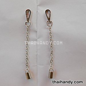 หูท่อต่อห่วงต่อโซ่ ปลายคอหมา ขนาดโซ่ยาว 19.5 cm  บรรจุ 1 คู่ สีนิเกิ้ล รูปเต็ม