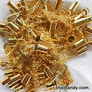 หูท่อต่อห่วงต่อโซ่ ปลายคอหมา ขนาดโซ่ยาว 19.5 cm  บรรจุ 100 อัน สีทอง รูปเต็ม
