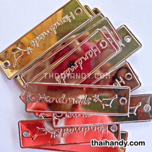 ป้ายโลหะ สี่เหลี่ยม ขนาด 2x7 cm  บรรจุ 10 อัน สีเงิน รูปเต็ม
