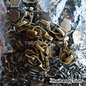 หัวซิปฟันเหล็ก หัวตะขอ ขนาดเบอร์ 5  บรรจุ 100 อัน สีทองรมดำ รูปเต็ม