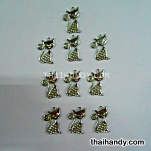 ตัวห้อย แมวน่ารัก บรรจุ 10 อัน สีเงิน รูปเต็ม