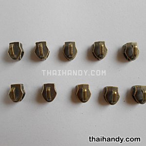 หัวซิปฟันไนลอน เปลือย ขนาดเบอร์ 5  บรรจุ 10 อัน สีทองรมดำ รูปเต็ม