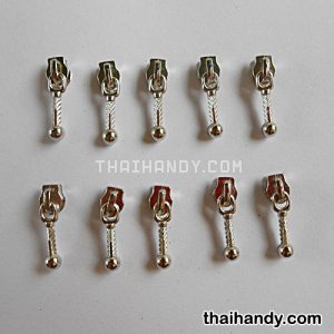 หัวซิปฟันไนลอน หัวไม้ขีด ขนาดเบอร์ 3  บรรจุ 10 อัน สีนิเกิ้ล รูปเต็ม