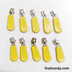 หัวซิปฟันไนลอน พลาสติก ขนาดเบอร์ 5  บรรจุ 10 อัน สีเหลือง รูปเต็ม