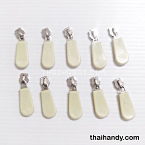 หัวซิปฟันไนลอน พลาสติก ขนาดเบอร์ 5  บรรจุ 10 อัน สีครีม รูปเต็ม