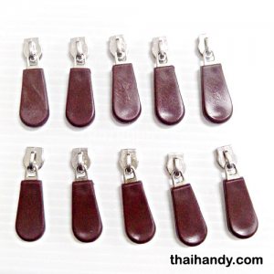 หัวซิปฟันไนลอน พลาสติก ขนาดเบอร์ 5  บรรจุ 10 อัน สีน้ำตาล รูปเต็ม