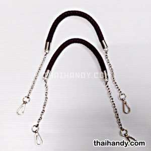 สายกระเป๋าเชือกเปียต่อโซ่ พร้อมคอหมา ขนาดยาว 60 cm  บรรจุ 1 คู่ สีม่วง รูปเต็ม