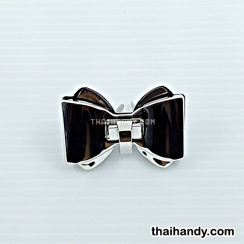 ตัวล็อคปากกระเป๋า โบว์ บรรจุ 1 ชุด สีเงิน รูปเต็ม
