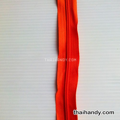 รางผ้าซิปเฉพาะรางซิป ฟันไนลอน ขนาดเบอร์ 5  บรรจุ 1 เมตร สีส้ม รูปเต็ม