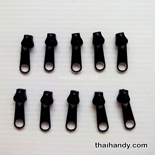 หัวซิปฟันกระดูก ป้าย ขนาดเบอร์ 5  บรรจุ 10 อัน สีดำ รูปเต็ม