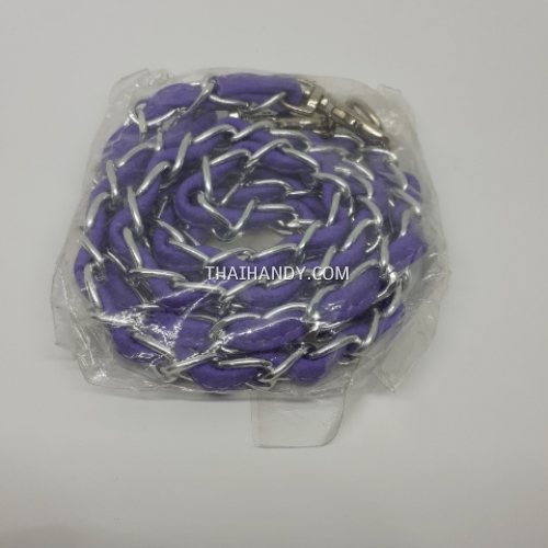สายกระเป๋าโซ่สอดหนัง พร้อมคอหมา ขนาด 115 cm  บรรจุ 1 เส้น สีม่วงอ่อน รูปเต็ม