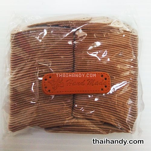 ป้ายหนัง หนัง ขนาด 1.5x5 cm  บรรจุ 100 อัน สีน้ำตาล รูปเต็ม