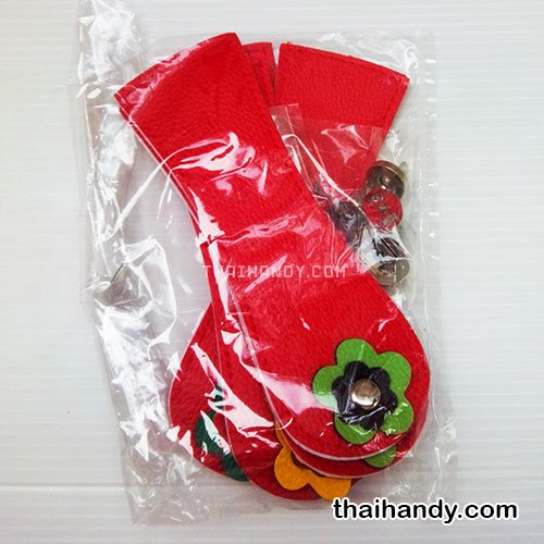 ฝาปิดกระเป๋าเฉพาะฝา พร้อมแม่เหล็กดูด ขนาด 6x18 cm  บรรจุ 10 อัน สีแดง รูปเต็ม
