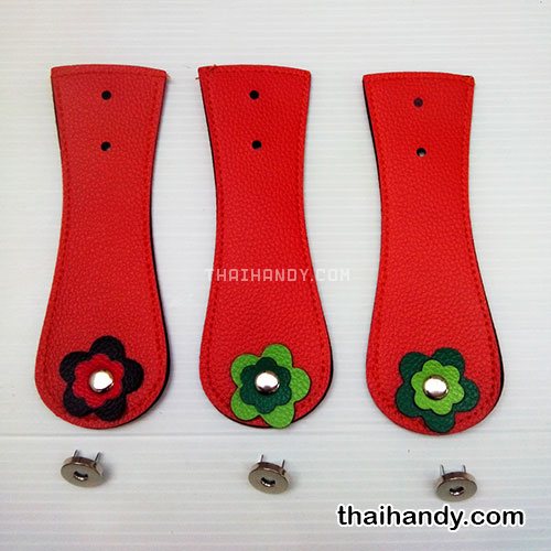 ฝาปิดกระเป๋าเฉพาะฝา พร้อมแม่เหล็กดูด ขนาด 6x18 cm  บรรจุ 3 อัน สีส้มอิฐ รูปเต็ม