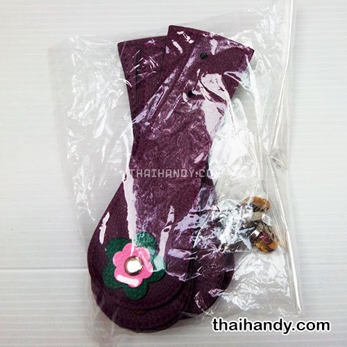 ฝาปิดกระเป๋าเฉพาะฝา พร้อมแม่เหล็กดูด ขนาด 6x18 cm  บรรจุ 10 อัน สีม่วง รูปเต็ม