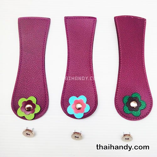 ฝาปิดกระเป๋าเฉพาะฝา พร้อมแม่เหล็กดูด ขนาด 6x18 cm  บรรจุ 3 อัน สีม่วง รูปเต็ม