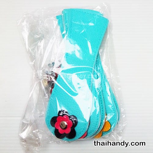 ฝาปิดกระเป๋าเฉพาะฝา พร้อมแม่เหล็กดูด ขนาด 6x18 cm  บรรจุ 10 อัน สีฟ้าอ่อน รูปเต็ม