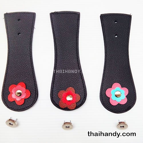 ฝาปิดกระเป๋าเฉพาะฝา พร้อมแม่เหล็กดูด ขนาด 6x18 cm  บรรจุ 3 อัน สีดำ รูปเต็ม