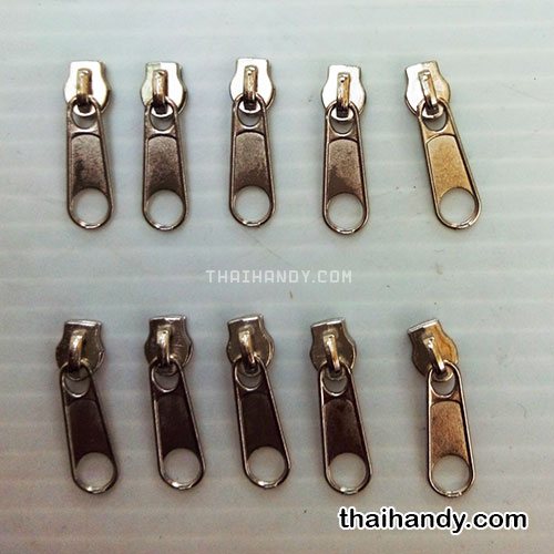 หัวซิปฟันไนลอน ป้าย ขนาดเบอร์ 3  บรรจุ 10 อัน สีนิเกิ้ล รูปเต็ม