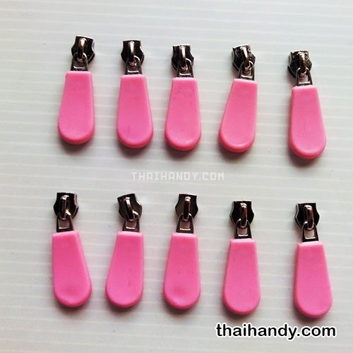 หัวซิปฟันไนลอน พลาสติก ขนาดเบอร์ 5  บรรจุ 10 อัน สีชมพูอ่อน รูปเต็ม