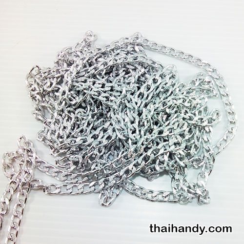โซ่อลูมิเนียม มีลาย ขนาด 8 mm  บรรจุ 10 เมตร สีเงิน รูปเต็ม