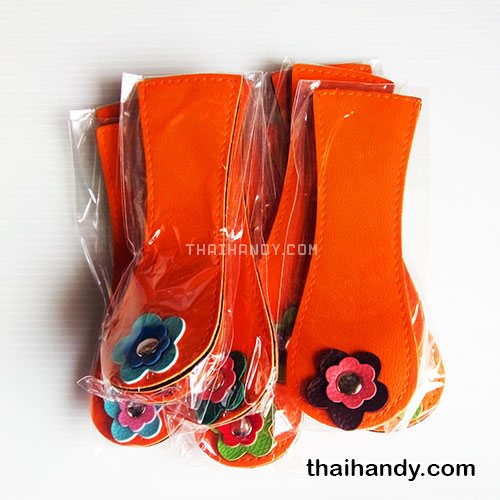 ฝาปิดกระเป๋าเฉพาะฝา พร้อมแม่เหล็กดูด ขนาด 6x18 cm  บรรจุ 10 อัน สีส้ม รูปเต็ม