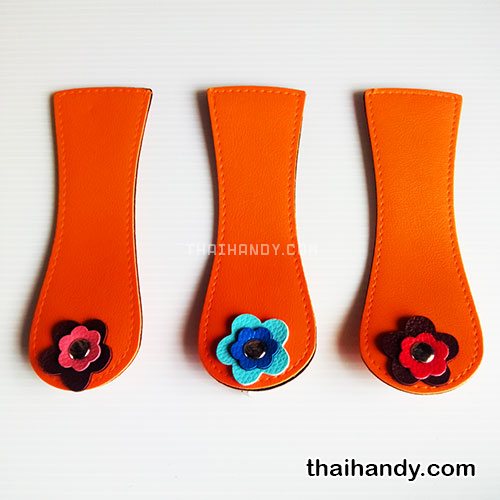 ฝาปิดกระเป๋าเฉพาะฝา พร้อมแม่เหล็กดูด ขนาด 6x18 cm  บรรจุ 3 อัน สีส้ม รูปเต็ม