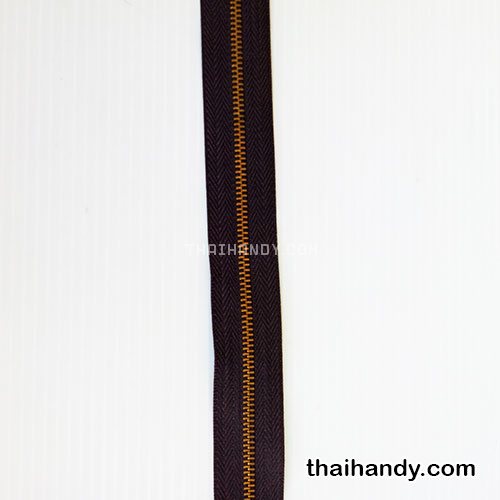 รางผ้าซิปเฉพาะรางซิป ฟันเหล็ก ขนาดเบอร์ 3 ฟันสีทองรมดำ บรรจุ 1 หลา สีน้ำตาลเข้ม รูปเต็ม