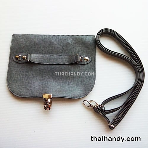 ฝาปิดกระเป๋าพร้อมสาย พร้อมสายหนัง ขนาด 25.5x19 cm  บรรจุ 1 อัน สีเทา รูปเต็ม