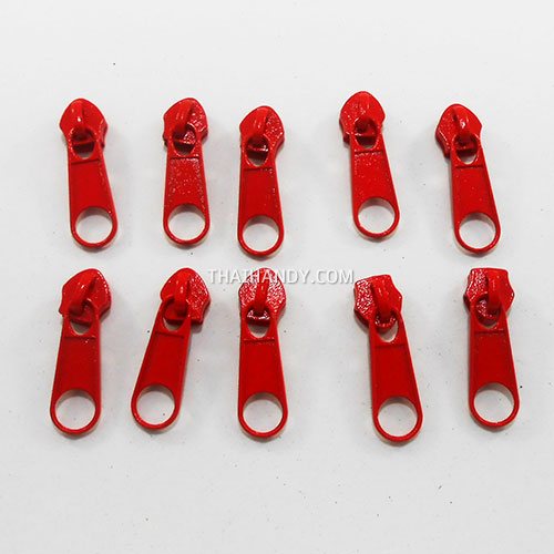หัวซิปฟันไนลอน ป้าย ขนาดเบอร์ 5  บรรจุ 20 อัน สีแดง รูปเต็ม