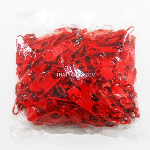 หัวซิปฟันไนลอน ป้าย ขนาดเบอร์ 5  บรรจุ 100 อัน สีแดง รูปเต็ม