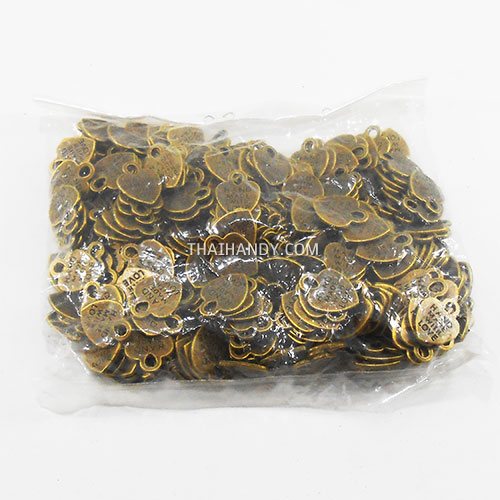 ตัวห้อย หัวใจ ขนาด 10X10 mm  บรรจุ 100 อัน สีทองรมดำ รูปเต็ม