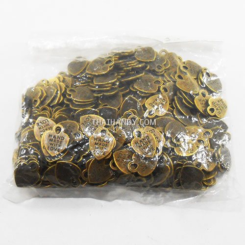 ตัวห้อย หัวใจ ขนาด 10X10 mm  บรรจุ 300 อัน สีทองรมดำ รูปเต็ม