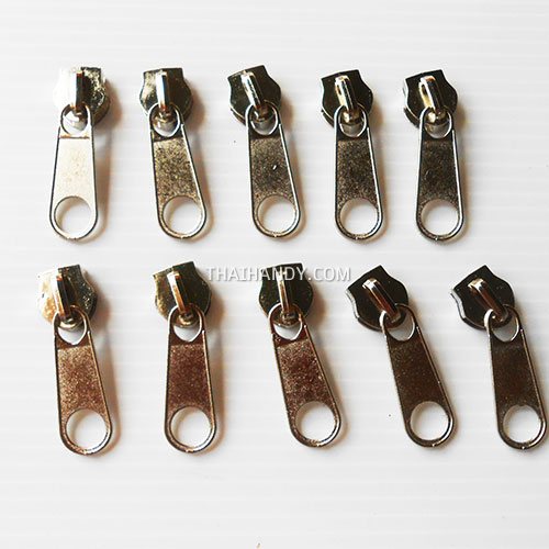 หัวซิปฟันไนลอน ป้าย ขนาดเบอร์ 10  บรรจุ 10 อัน สีนิเกิ้ล รูปเต็ม