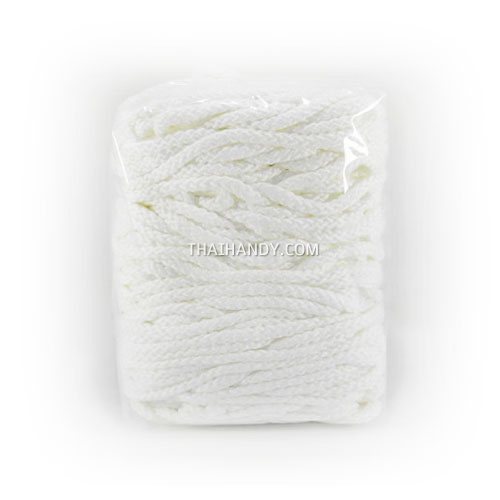 เชือกถักเปีย  PP  ขนาด 5 mm  บรรจุ 500 กรัม สีขาว รูปเต็ม