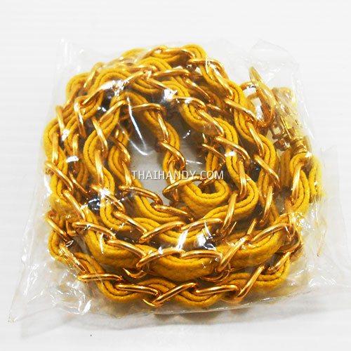 สายกระเป๋าโซ่สอดหนัง พร้อมคอหมา ขนาด 115 cmโซ่สีทอง บรรจุ 1 อัน สีเหลือง รูปเต็ม