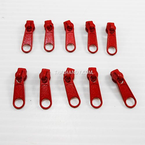 หัวซิปฟันไนลอน ป้าย ขนาดเบอร์ 3  บรรจุ 10 อัน สีแดง รูปเต็ม