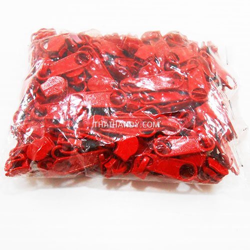หัวซิปฟันไนลอน ป้าย ขนาดเบอร์ 3  บรรจุ 100 อัน สีแดง รูปเต็ม